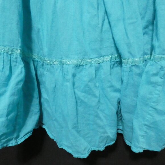 RAFAELLA | size 12 | Teal Bohemian Skirt | 100% Cotton | Zip-Up / Hook Eye Close - Picture 14 of 16